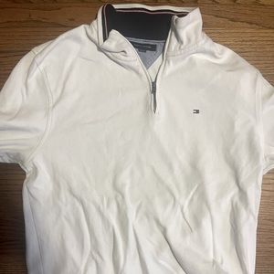 White Tommy Hilfiger half zip up sweatshirt